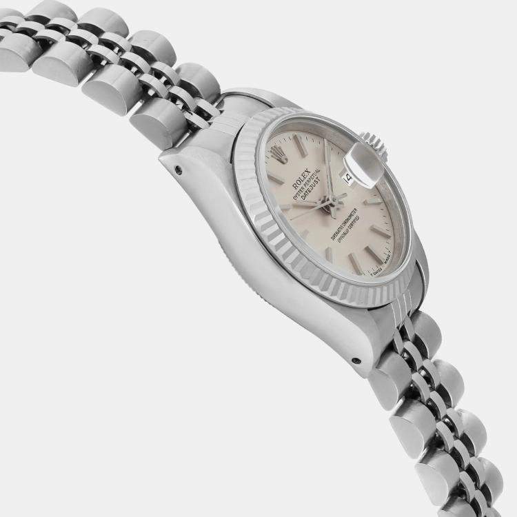 Pre Owned Rolex Silver Stainless Steel Datejust 69174 Automatic Women's Wristwatch 26 mm