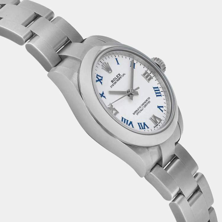 Pre Owned Rolex White Stainless Steel Oyster Perpetual 177200 Automatic Women's Wristwatch 31 mm
