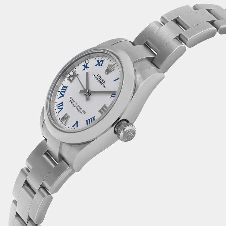 Pre Owned Rolex White Stainless Steel Oyster Perpetual 177200 Automatic Women's Wristwatch 31 mm