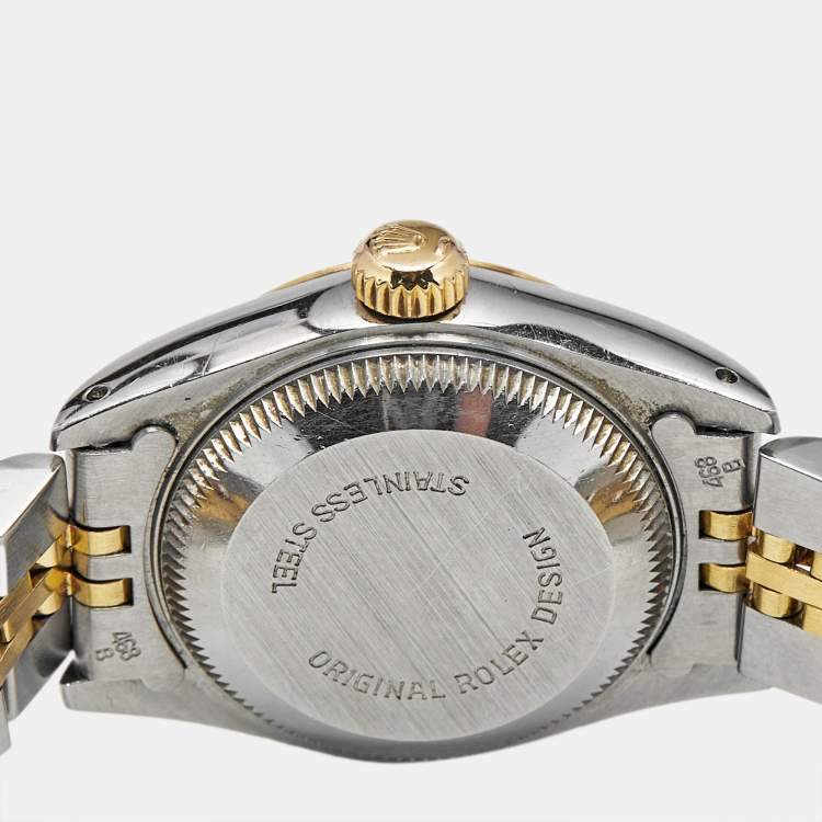 Pre Owned Rolex Champagne Diamond 18k Yellow Gold And Stainless Steel Datejust 69173 Automatic Women's Wristwatch 26 mm