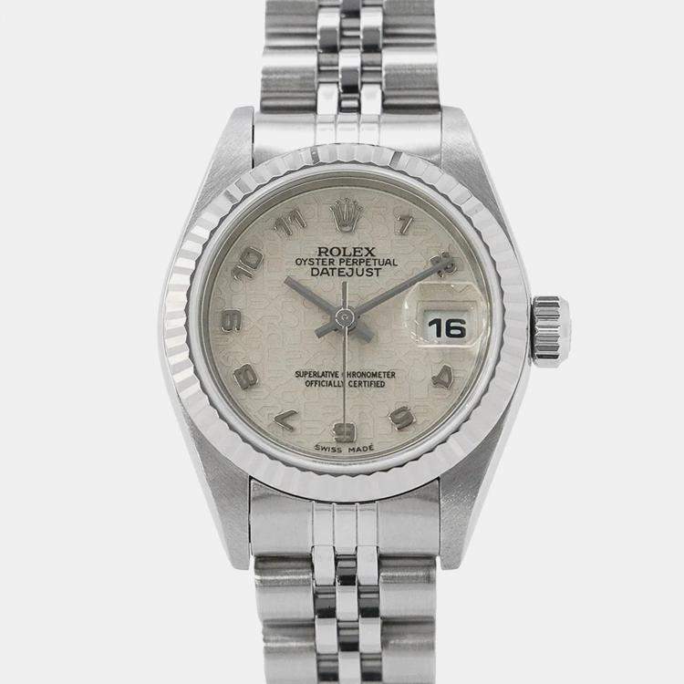 Pre Owned Rolex Datejust 79174 Automatic White 18k White Gold Stainless Steel Women's Wristwatch 26 mm