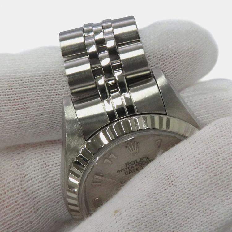 Pre Owned Rolex Datejust 79174 Automatic White 18k White Gold Stainless Steel Women's Wristwatch 26 mm