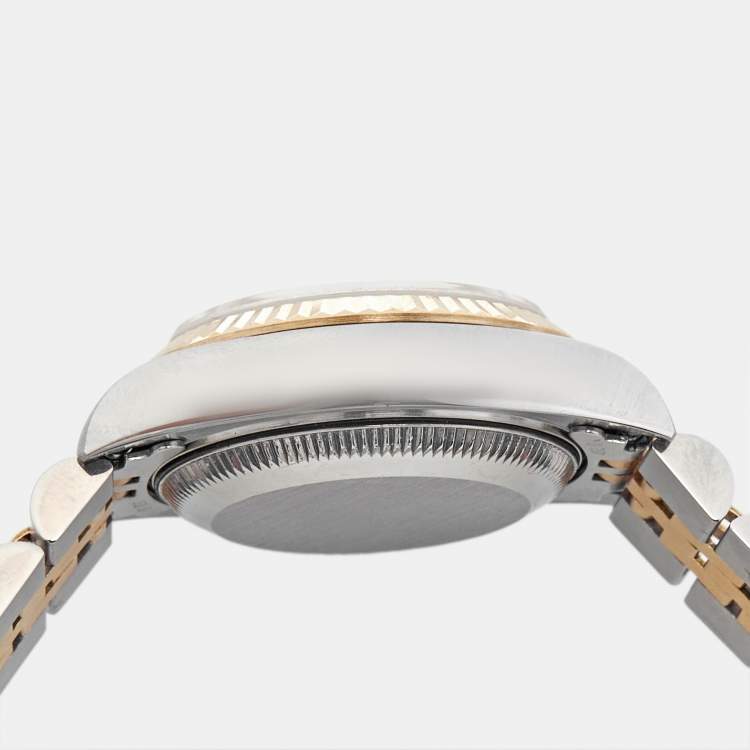 مملوكة �مسبقًا Rolex Champagne Diamond 18k Yellow Gold Stainless Steel Datejust 69173 Women's Wristwatch 26 mm