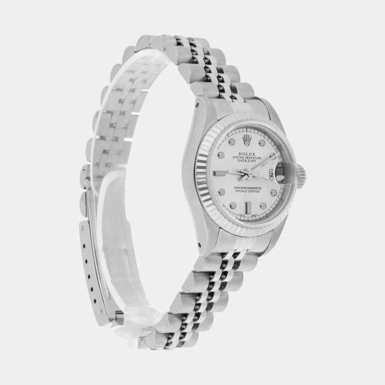 Pre Owned Rolex Datejust 69174 Automatic Silver Stainless Steel Women's Wristwatch 26 mm