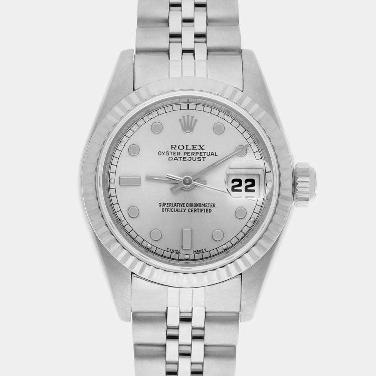 Pre Owned Rolex Datejust 69174 Automatic Silver Stainless Steel Women's Wristwatch 26 mm