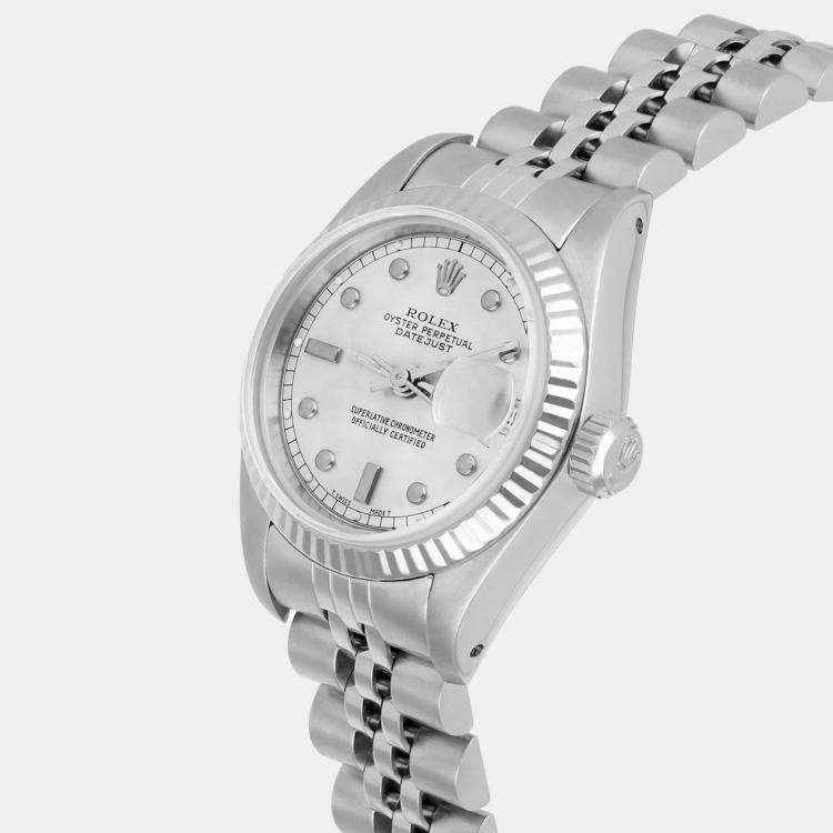 Pre Owned Rolex Datejust 69174 Automatic Silver Stainless Steel Women's Wristwatch 26 mm
