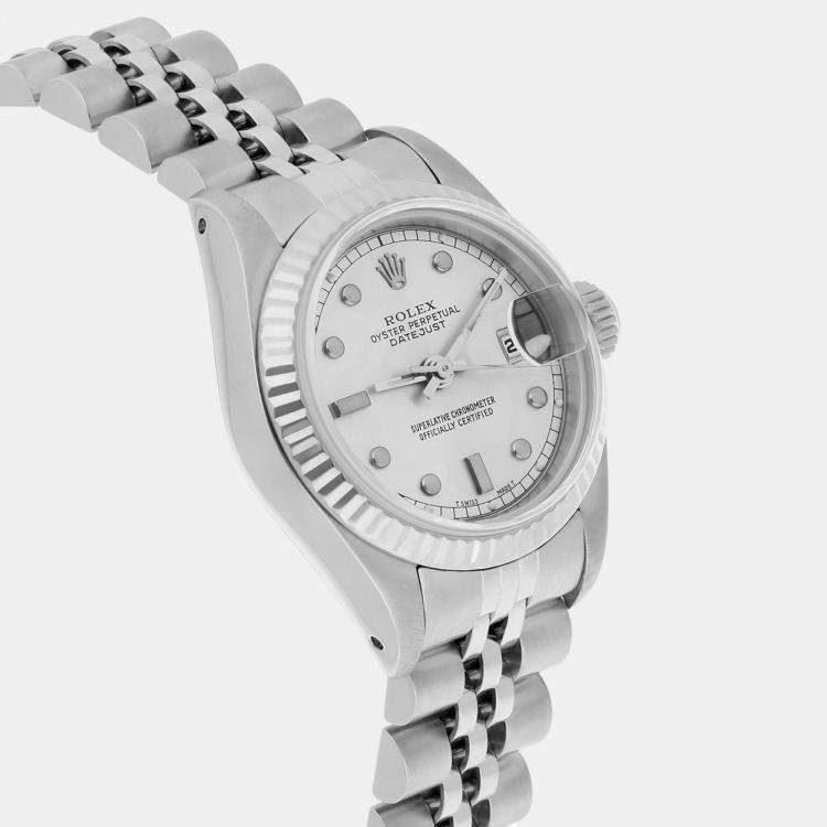 Pre Owned Rolex Datejust 69174 Automatic Silver Stainless Steel Women's Wristwatch 26 mm