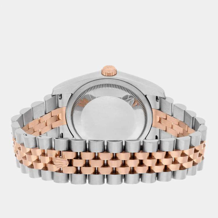 Pre Owned Rolex Datejust 116231 Automatic White 18k Rose Gold Stainless Steel  Women's Wristwatch 36 mm