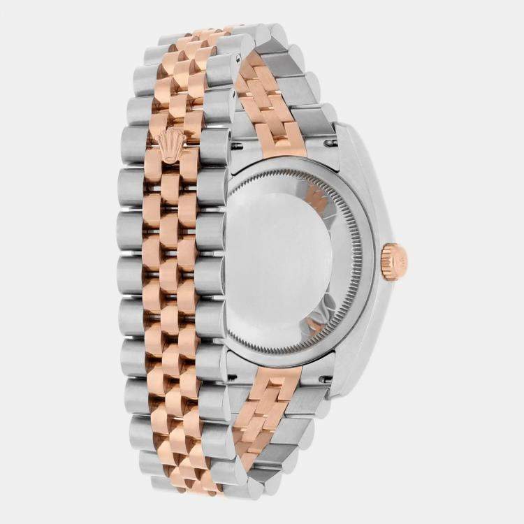 Pre Owned Rolex Datejust 116231 Automatic White 18k Rose Gold Stainless Steel  Women's Wristwatch 36 mm