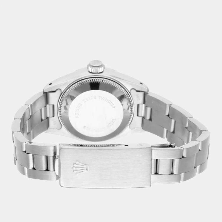 Pre Owned Rolex Oyster Perpetual Date 69160 Automatic Silver Stainless Steel Women's Wristwatch 26 mm