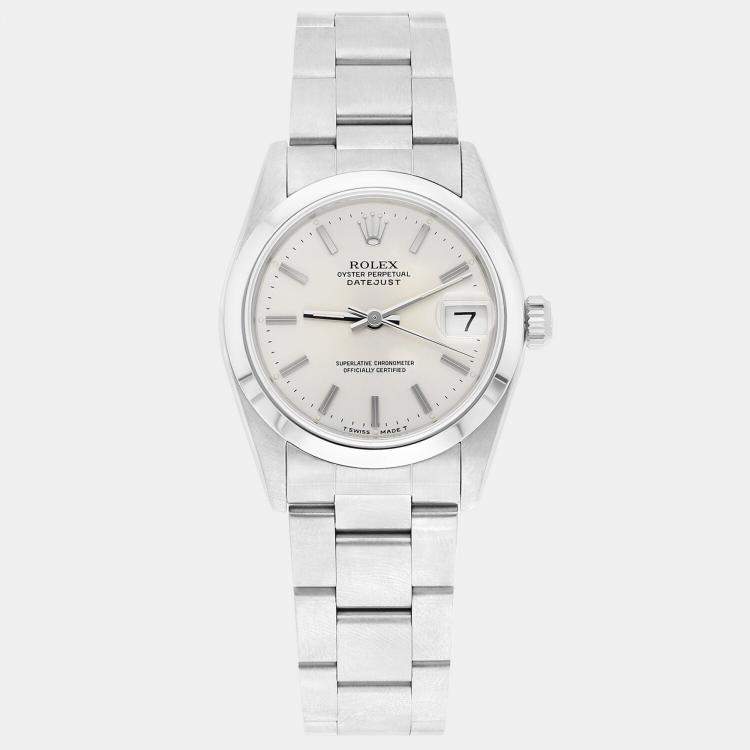 Pre Owned Rolex Datejust 68240 Automatic Silver Stainless Steel Women's Wristwatch 31 mm