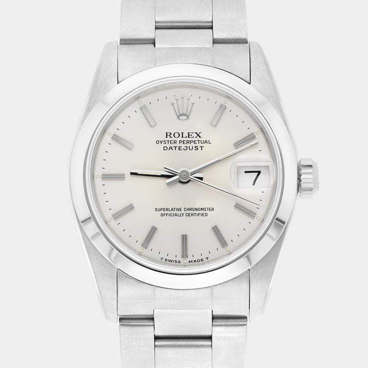 Pre Owned Rolex Datejust 68240 Automatic Silver Stainless Steel Women's Wristwatch 31 mm