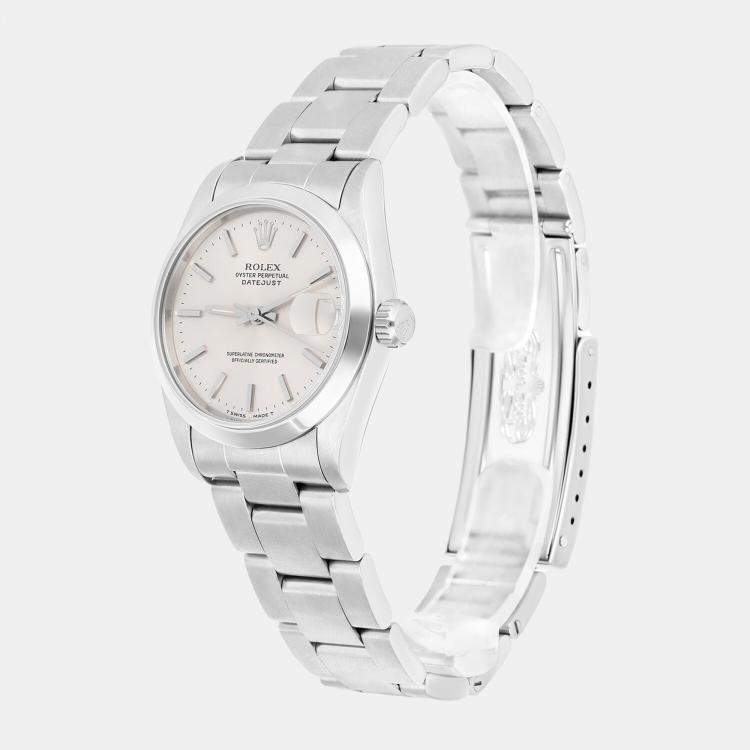 Pre Owned Rolex Datejust 68240 Automatic Silver Stainless Steel Women's Wristwatch 31 mm