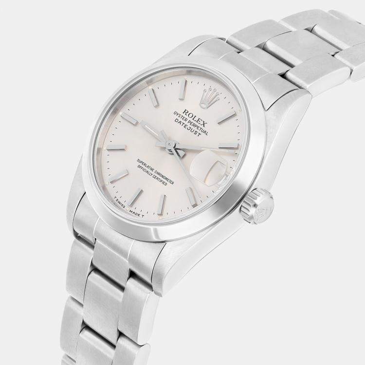 Pre Owned Rolex Datejust 68240 Automatic Silver Stainless Steel Women's Wristwatch 31 mm