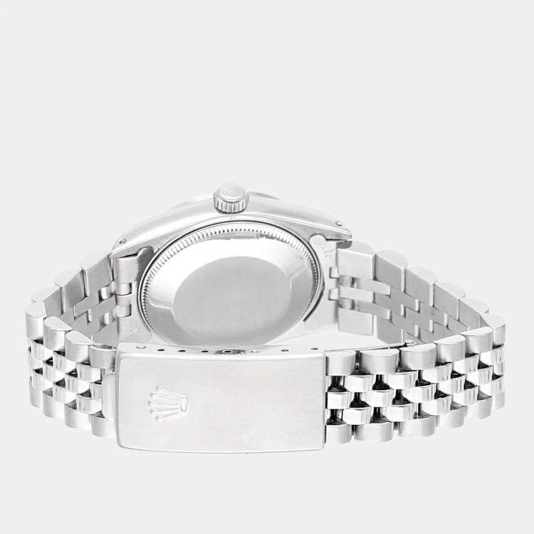 Pre Owned Rolex Datejust 68274 Automatic Silver 18k White Gold Stainless Steel Women's Wristwatch 31 mm