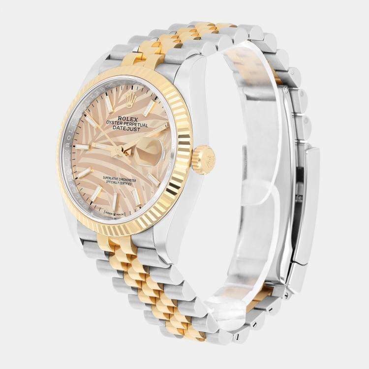 Pre Owned Rolex Datejust 126233 Automatic Champagne 18k Yellow Gold Stainless Steel Women's Wristwatch 36 mm