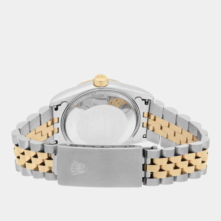 Pre Owned Rolex Datejust 68273 Automatic Champagne 18k Yellow Gold Stainless Steel Women's Wristwatch 31 mm