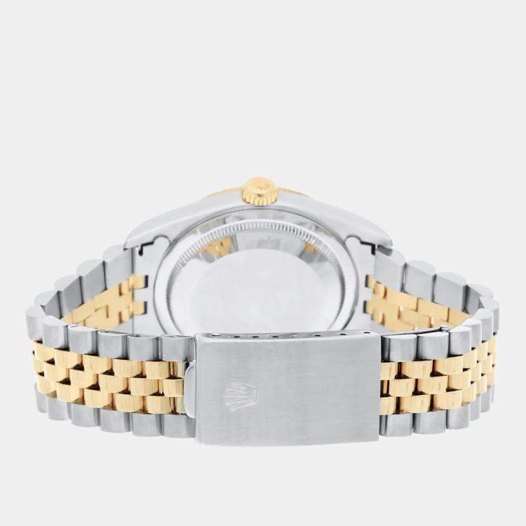 Pre Owned Rolex Datejust 16233 Automatic Champagne 18k Yellow Gold Stainless Steel Women's Wristwatch 36 mm