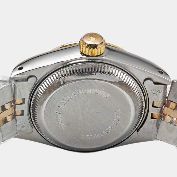 Pre Owned ساعه يد نسائية رولكس ديت جست 69173 ذهب أصفر عيار 18 وألماس شامبانيا 26 مم