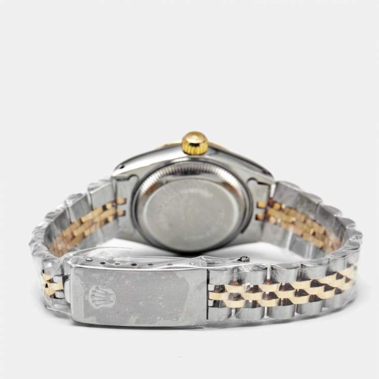 Pre Owned ساعه يد نسائية رولكس ديت جست 69173 ذهب أصفر عيار 18 وألماس شامبانيا 26 مم