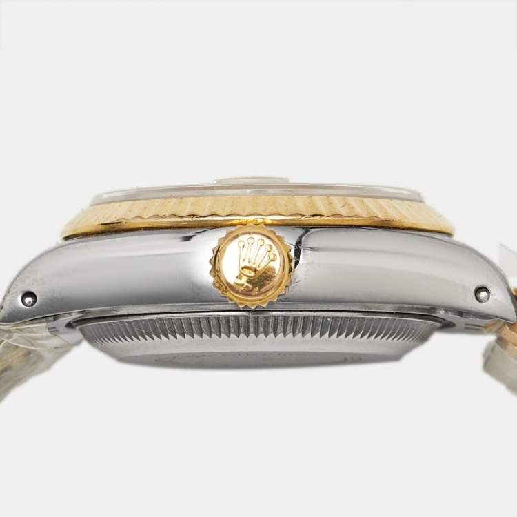 Pre Owned ساعه يد نسائية رولكس ديت جست 69173 ذهب أصفر عيار 18 وألماس شامبانيا 26 مم