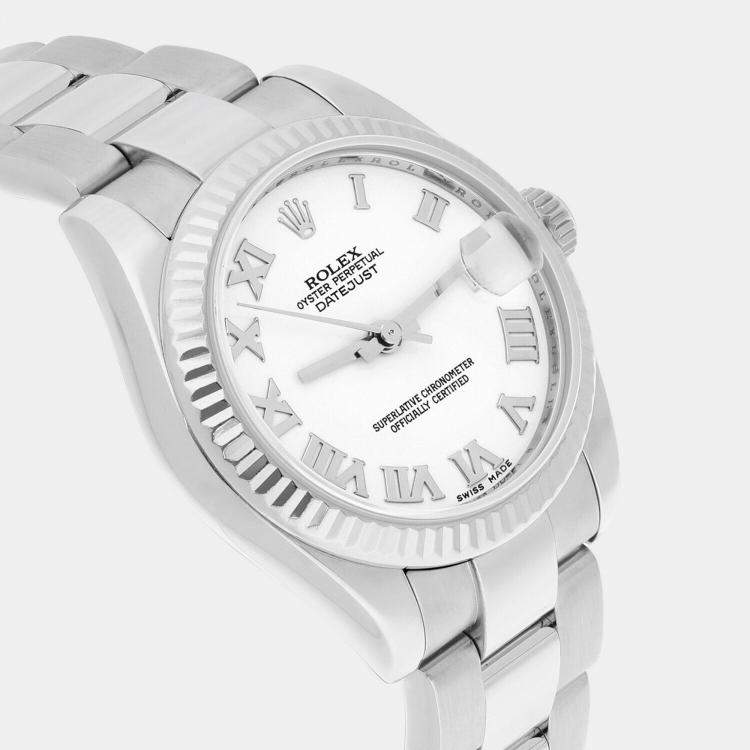 Pre Owned Rolex Datejust 178274 Automatic White Stainless Steel Women's Wristwatch 31 mm