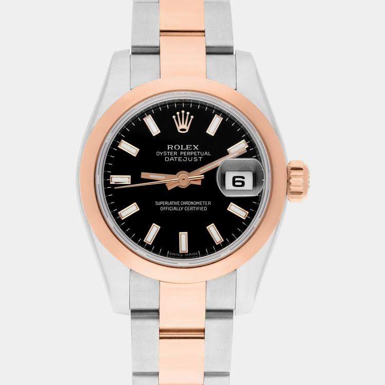 Pre Owned Rolex Datejust 179161 Automatic Stainless Steel 18K Rose Gold Women's Wristwatch 26 mm