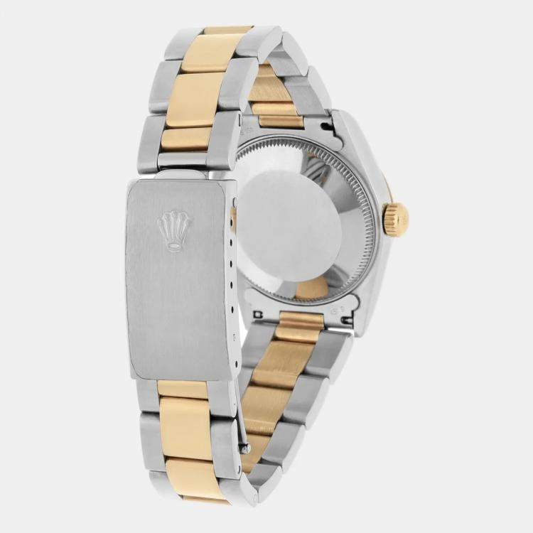 Pre Owned Rolex Datejust 68273 Automatic White Stainless Steel 18K Yellow Gold Women's Wristwatch 31 mm