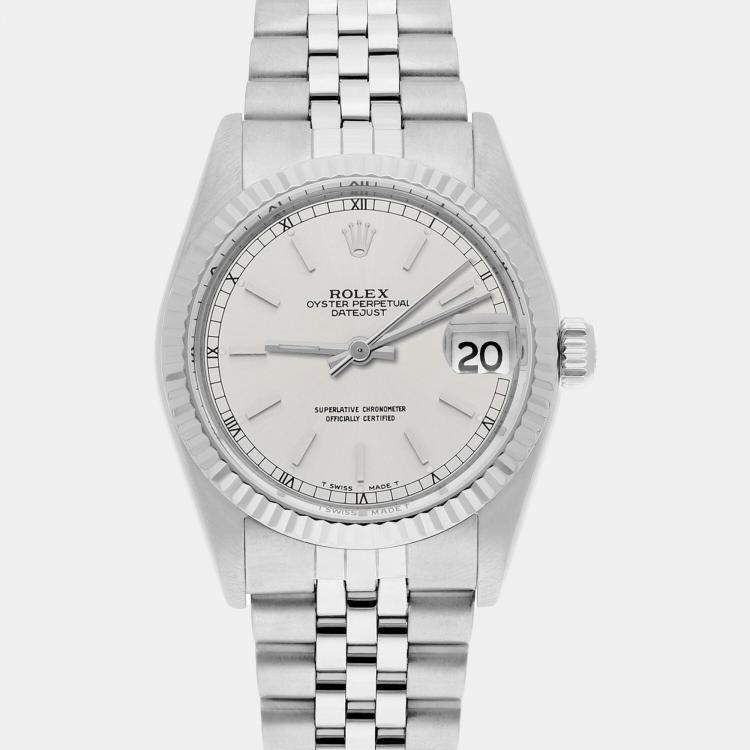 Pre Owned Rolex Datejust 68274 Automatic Silver Stainless Steel Women's Wristwatch 31 mm