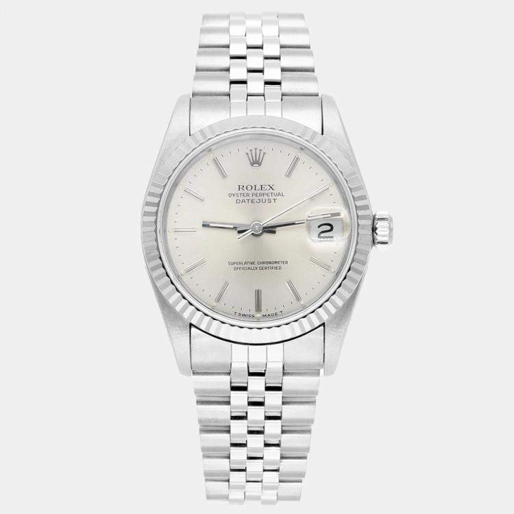 Pre Owned Rolex Datejust 68274 Automatic Silver Stainless Steel Women's Wristwatch 31 mm
