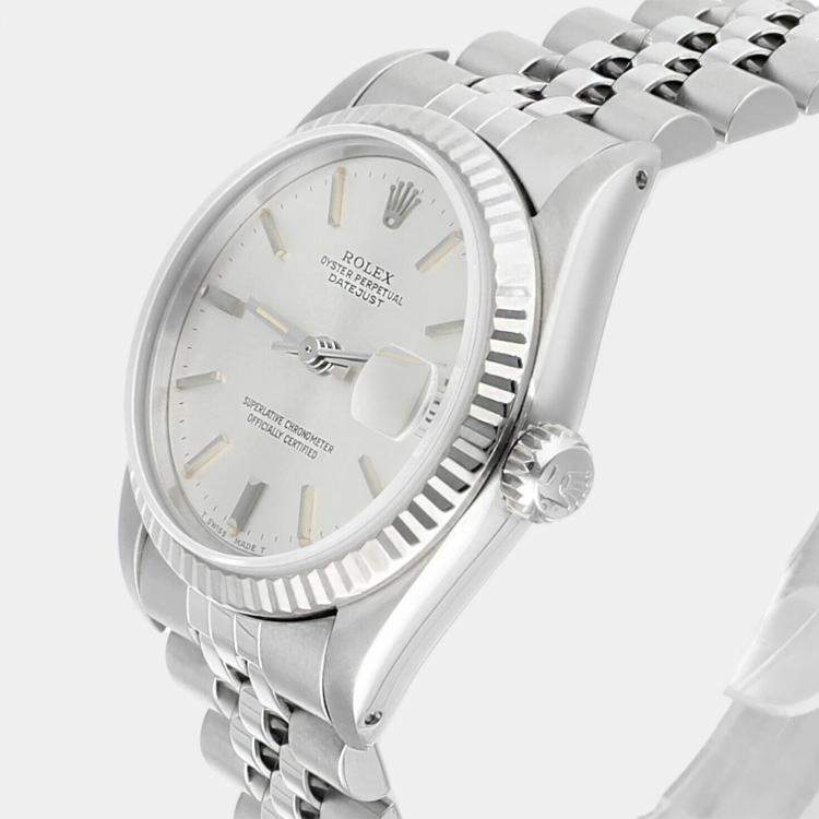 Pre Owned Rolex Datejust 68274 Automatic Silver Stainless Steel Women's Wristwatch 31 mm
