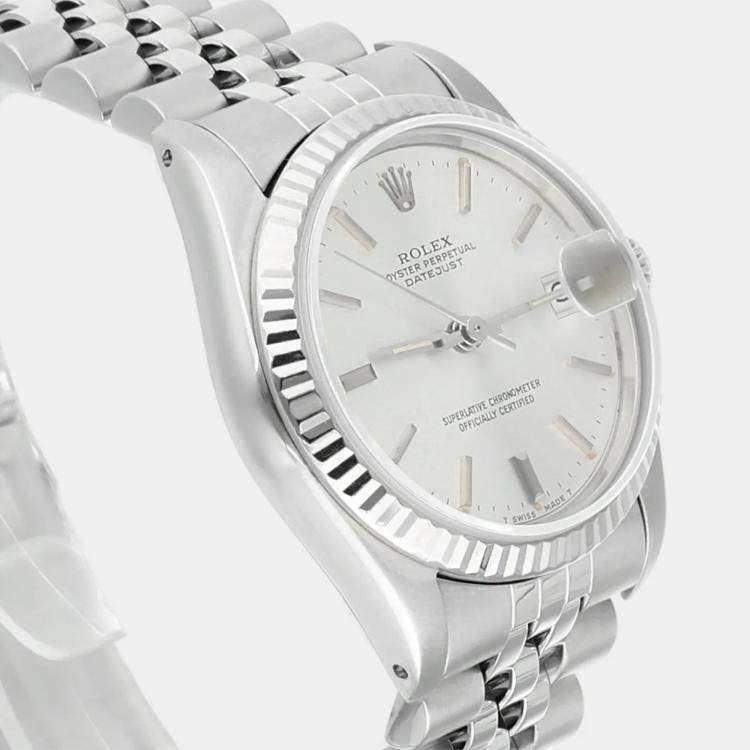 Pre Owned Rolex Datejust 68274 Automatic Silver Stainless Steel Women's Wristwatch 31 mm