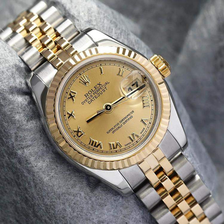 Pre Owned Rolex Datejust 179173 Automatic Stainless Steel 18K Yellow Gold Women's Wristwatch 26 mm