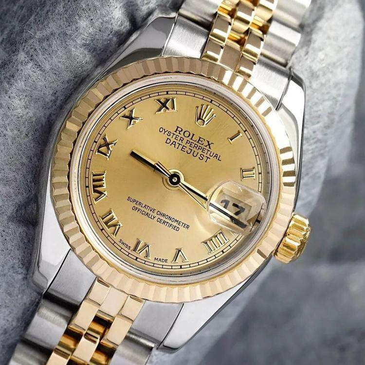 Pre Owned Rolex Datejust 179173 Automatic Stainless Steel 18K Yellow Gold Women's Wristwatch 26 mm
