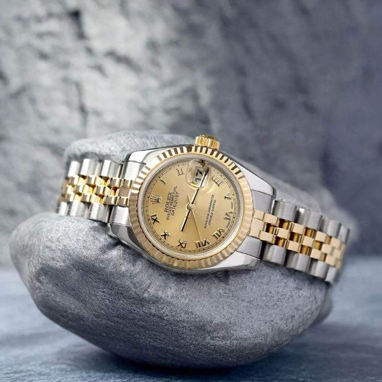 Pre Owned Rolex Datejust 179173 Automatic Stainless Steel 18K Yellow Gold Women's Wristwatch 26 mm