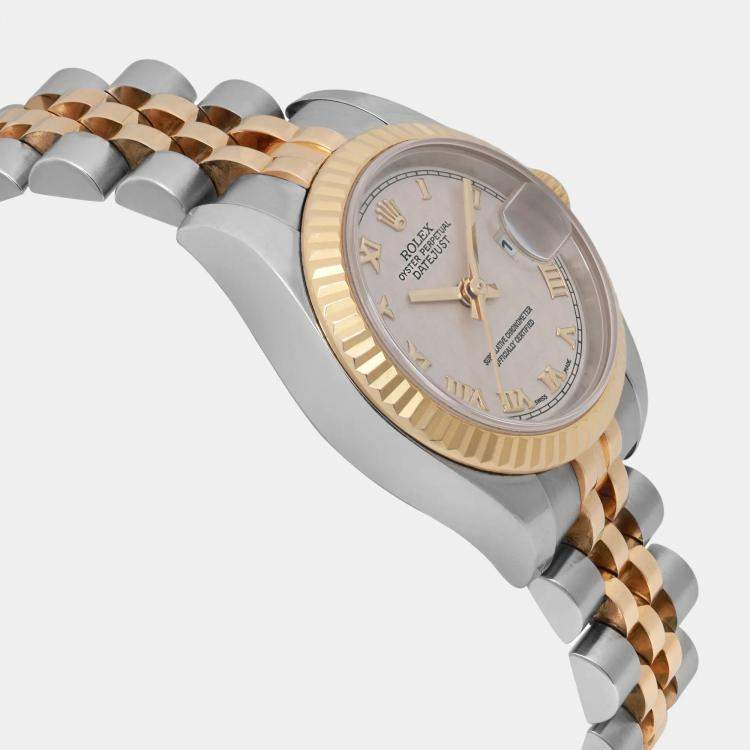 Pre Owned Rolex Datejust 179173 Automatic Ivory Dial 18K Yellow Gold Stainless Steel Women's Wristwatch 26 mm