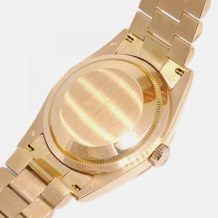 Pre Owned Rolex Day-Date 118235 Automatic Gold 18k Rose Gold Diamond Women's Wristwatch 36 mm