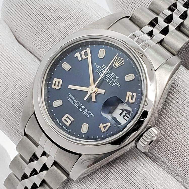 Pre Owned Rolex Datejust 79160 Automatic Blue Stainless Steel Women's Wristwatch 26 mm