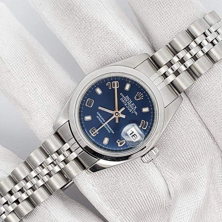 Pre Owned Rolex Datejust 79160 Automatic Blue Stainless Steel Women's Wristwatch 26 mm