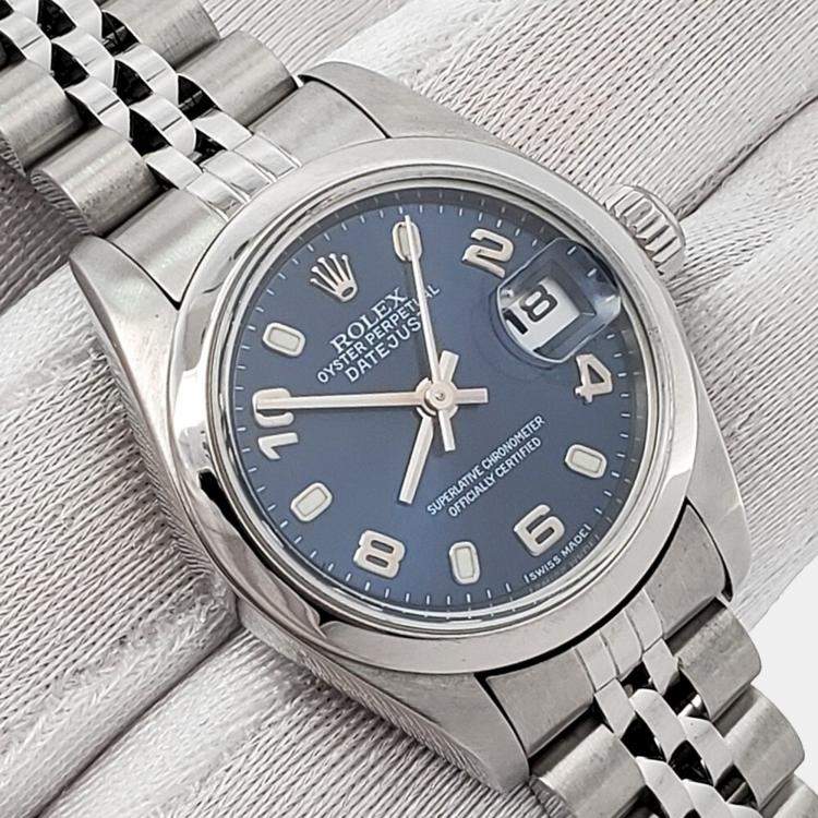 Pre Owned Rolex Datejust 79160 Automatic Blue Stainless Steel Women's Wristwatch 26 mm