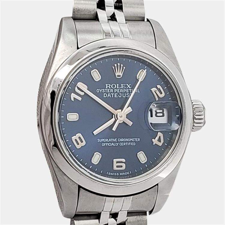 Pre Owned Rolex Datejust 79160 Automatic Blue Stainless Steel Women's Wristwatch 26 mm