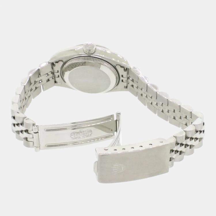 Pre Owned Rolex Datejust 69174 Automatic Silver 18k White Gold Stainless Steel Women's Wristwatch 26 mm