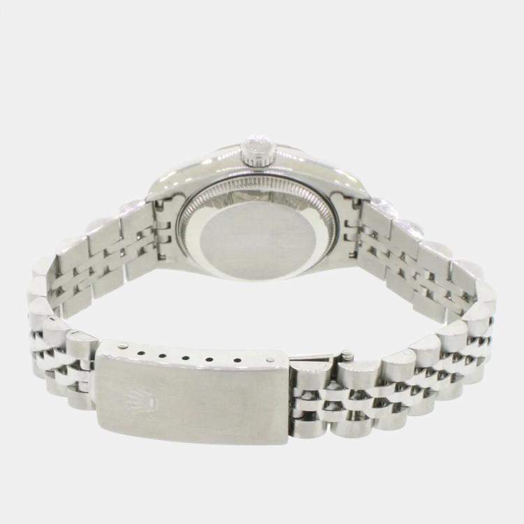 Pre Owned Rolex Datejust 69174 Automatic Silver 18k White Gold Stainless Steel Women's Wristwatch 26 mm