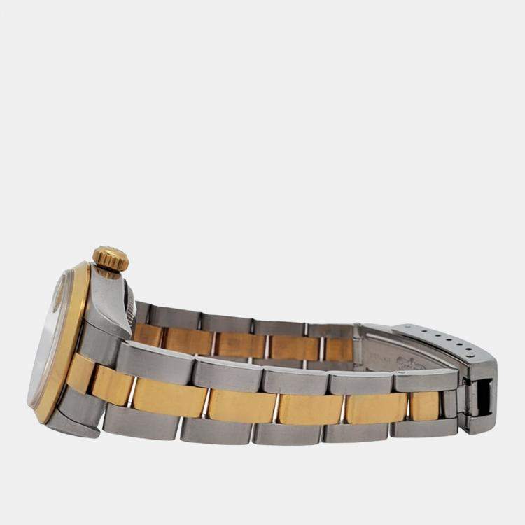 Pre Owned Rolex Datejust 69163 Automatic White 18k Yellow Gold Stainless Steel Women's Wristwatch 26 mm