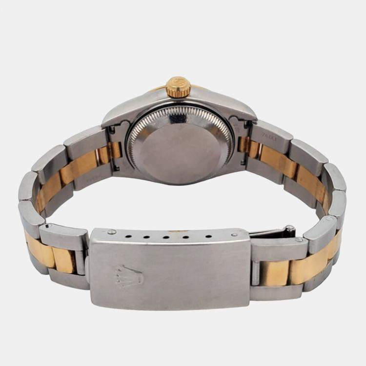 Pre Owned Rolex Datejust 69163 Automatic White 18k Yellow Gold Stainless Steel Women's Wristwatch 26 mm