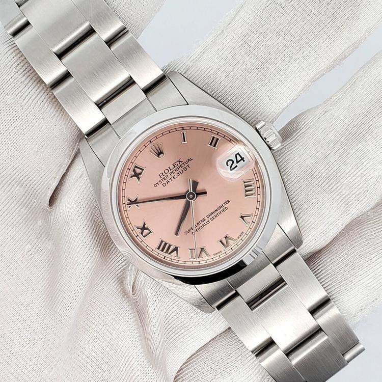 Pre Owned Rolex Datejust 78240 Automatic Salmon Stainless Steel Women's Wristwatch 31 mm