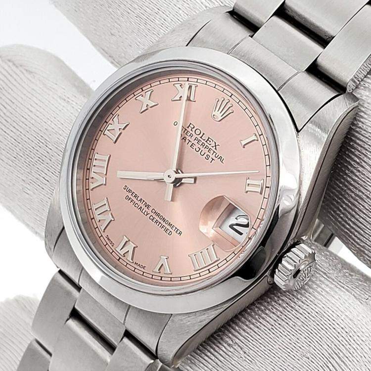 Pre Owned Rolex Datejust 78240 Automatic Salmon Stainless Steel Women's Wristwatch 31 mm