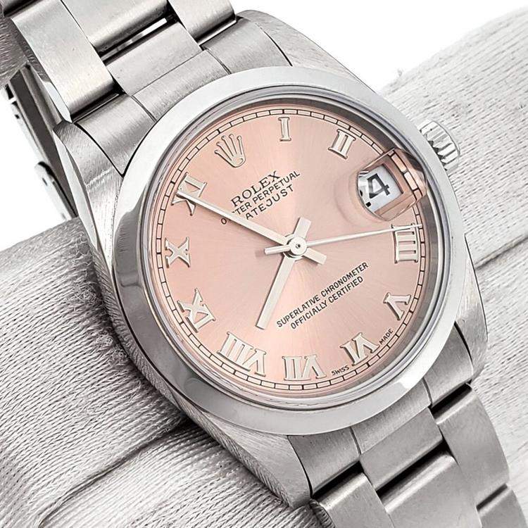 Pre Owned Rolex Datejust 78240 Automatic Salmon Stainless Steel Women's Wristwatch 31 mm