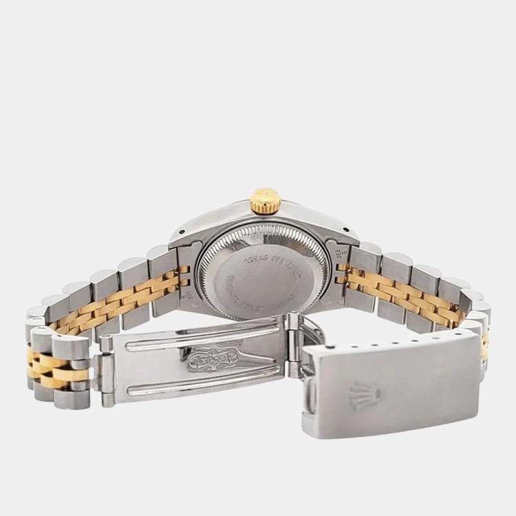 Pre Owned Rolex Datejust 69173 Automatic Black 18k Yellow Gold Stainless Steel Women's Wristwatch 26 mm