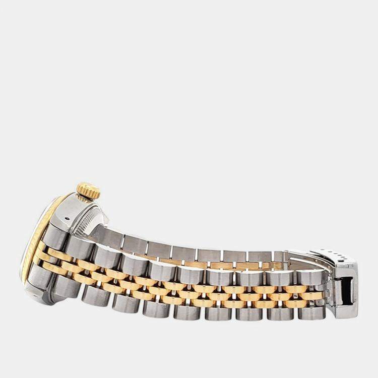 Pre Owned Rolex Datejust 69173 Automatic Black 18k Yellow Gold Stainless Steel Women's Wristwatch 26 mm